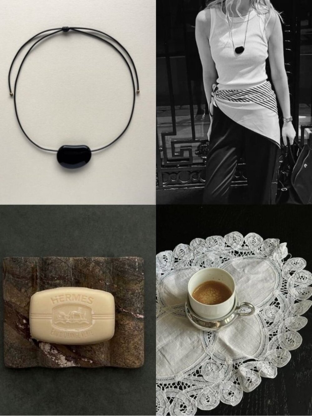 Black Bean Necklace - Irregular Pebble Statement Pendant - Adjustable Cord - Picture 4 of 7